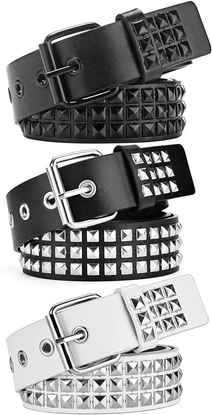 Cintura Punk Rock Studded a Metalli - Unisex - Cintura a Stelle Gothic a Stampa - 3 Pezzi - 3 Colori