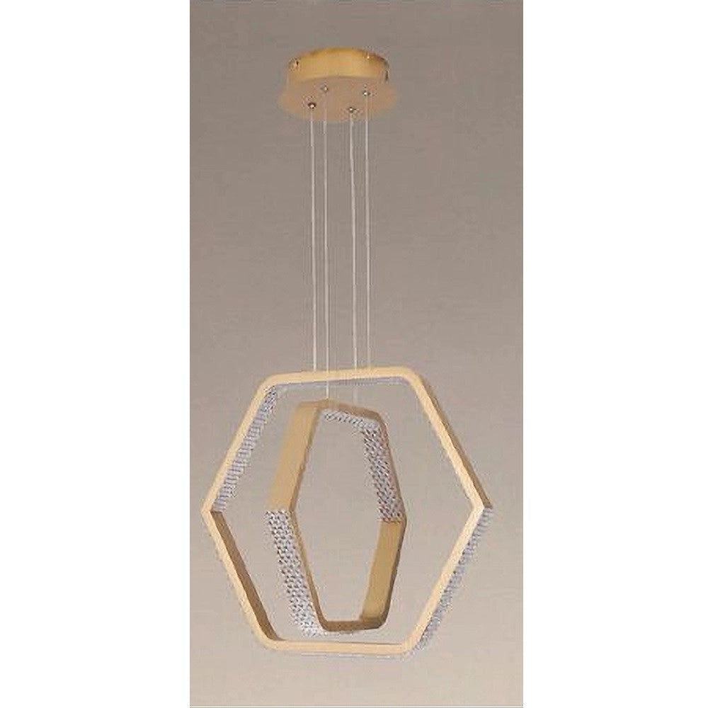 Trade Shop - Lampadario A Sospensione Led 48 W Esagonale Effetto Cristallo Moderno Oro 31852 -