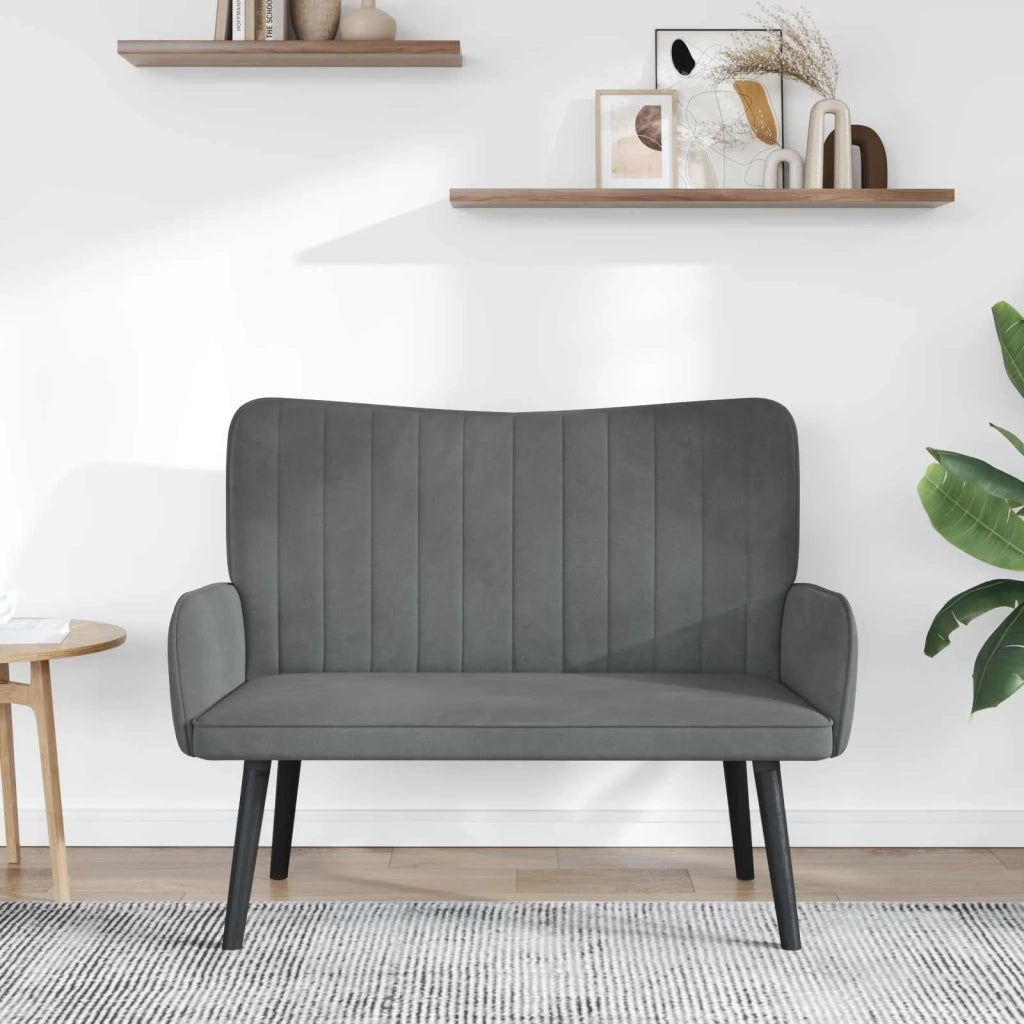 Sofa a Due Posti Grigio scuro 115 x 61 x 87 cm Velluto 42028951