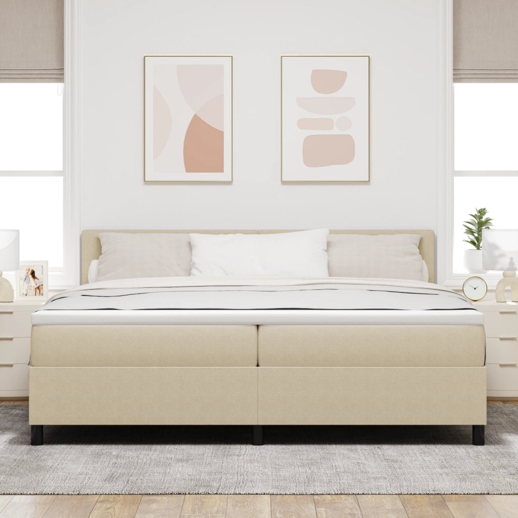 Letto con box spring con materasso beige 200x200 cm tessuto in corduroy