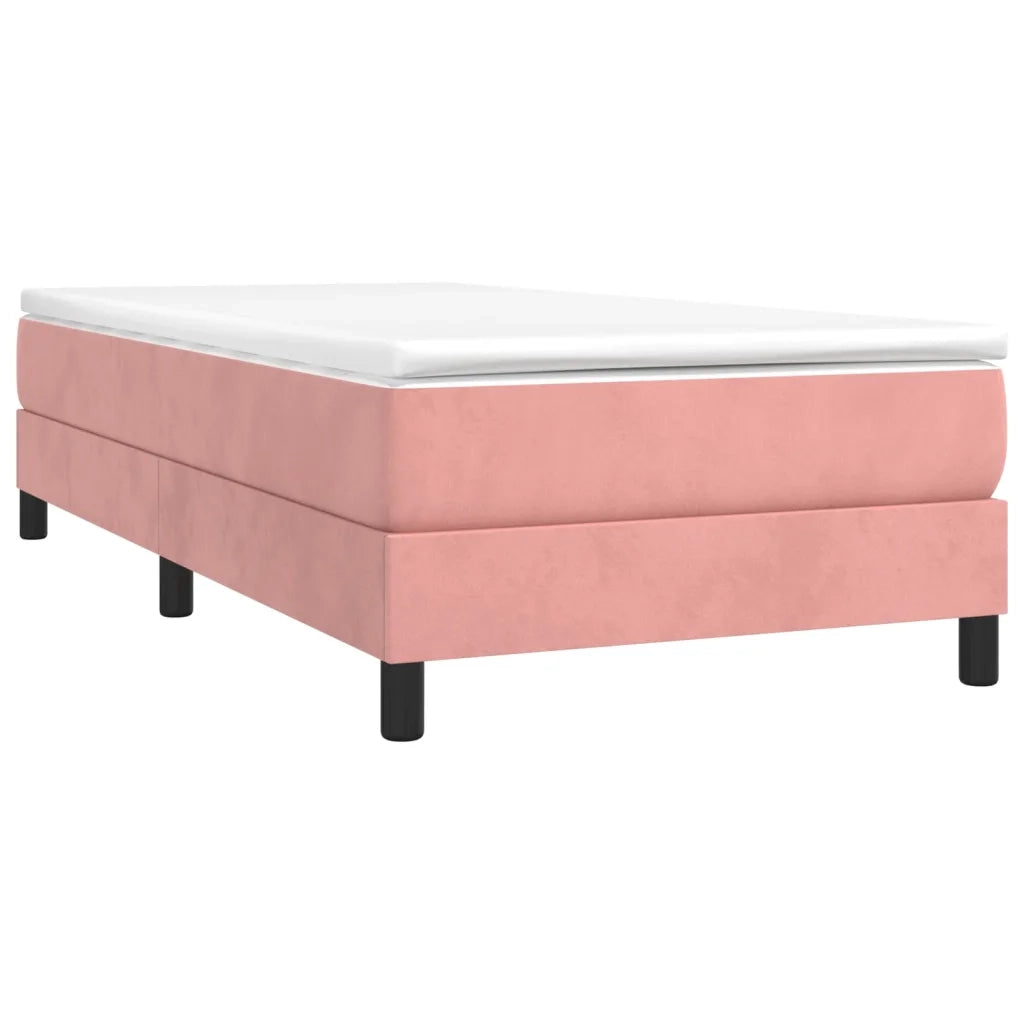 Giroletto a Molle con Materasso-Struttura Letto Rosa 90x190 cm in Velluto 892339