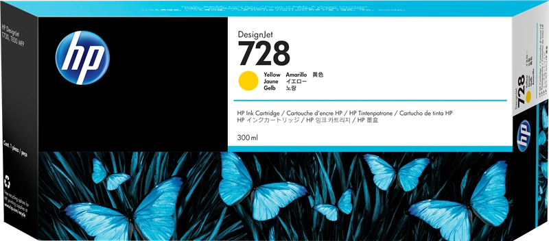 HP Cartuccia inchiostro giallo DesignJet 728, 300 ml