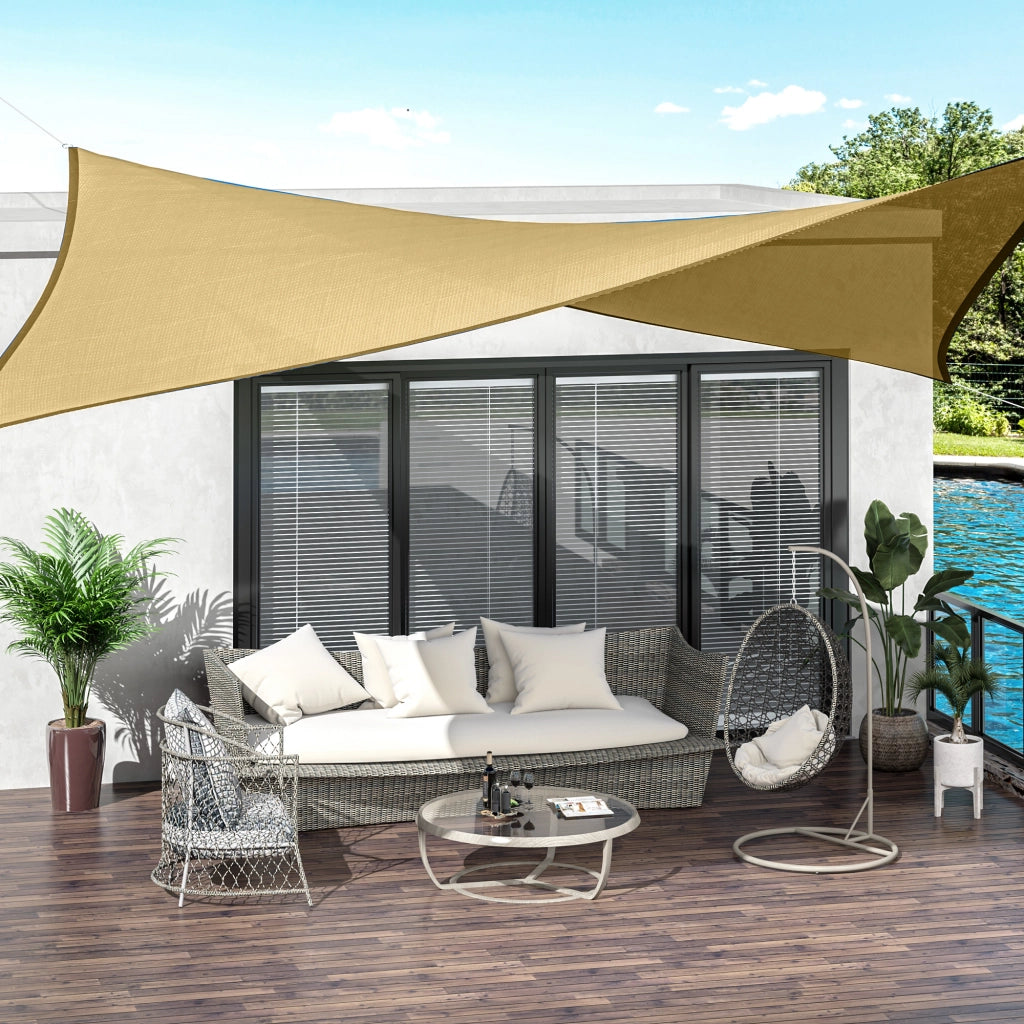 Easycomfort Tenda a Vela Parasole Rettangolare 4 x 6m, Tenda da Sole Protezione Raggi UV in HDPE 185g/㎡, Giallo