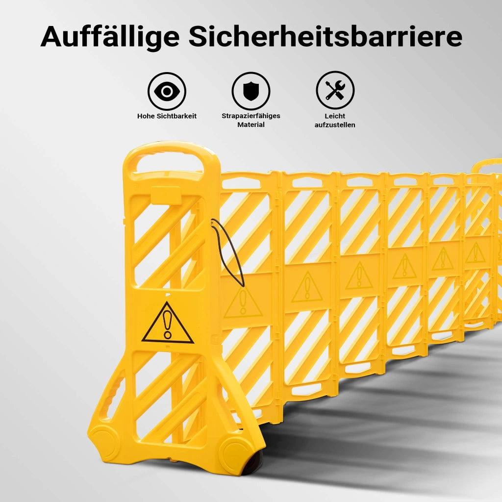 Barriera mobile portatile, barriera pieghevole 60 x 32 x 101 cm, recinzione estensibile fino a 3,9 m con ruote e maniglie, barriera in PE robusto