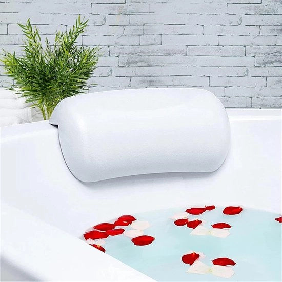 Badkussen con sostegno per la testa - Ergonomico - Zattere antiscivolo - Sostegno per la nuca per vasca da bagno - Accessori da bagno - Bianco
