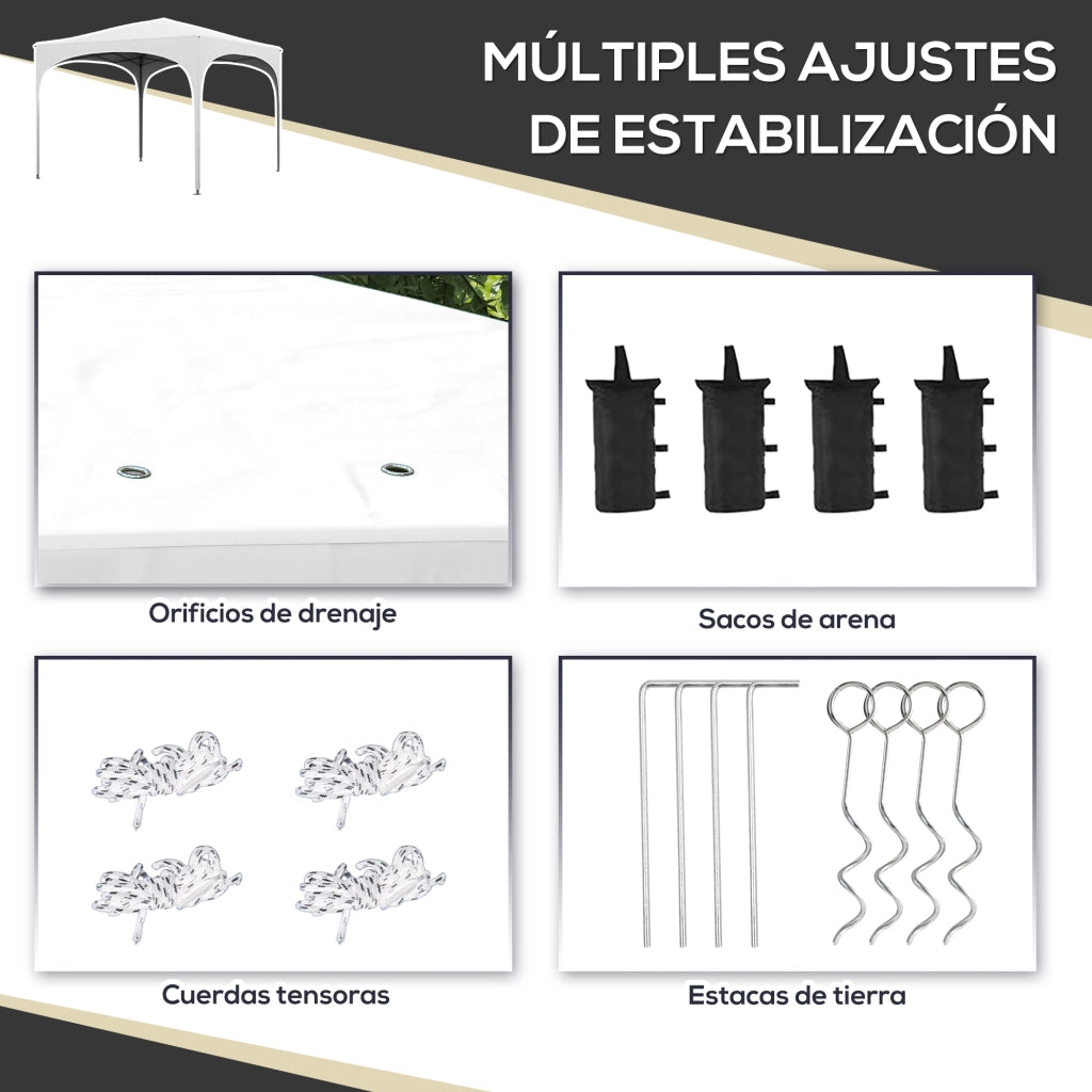 Gazebo da Giardino Pieghevole Regolabile ¨C zephmum ¨C Bianco