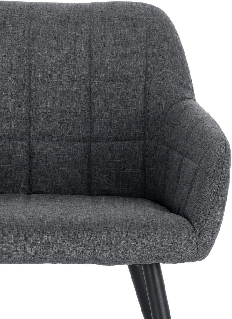WOLTU Set di 4 Sedie per Sala da Pranzo Imbottita, Poltroncina in Stoffa Lino,Sedia da Cucina con Braccioli e Schienale, Gambe in Metallo, moderne,Grigio Scuro, BH107dgr-4