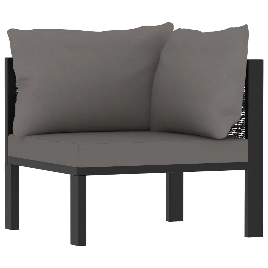 Set Divani da Giardino 7 pz con Cuscini in Polyrattan Antracite 49401