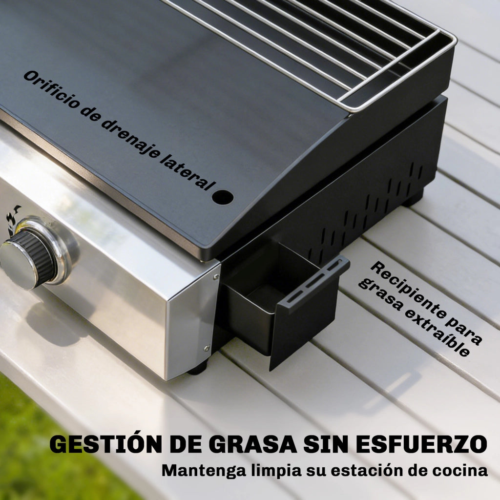 Barbecue a Gas 2 Bruciatori 5 kW Portatile con Griglia e Raccolta Grasso ¨C zephmum ¨C Nero