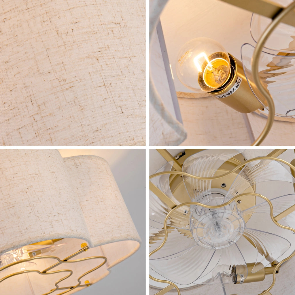 Ventilatore da soffitto con illuminazione controllo tramite app Bluetooth e telecomando in tessuto e plastica rame