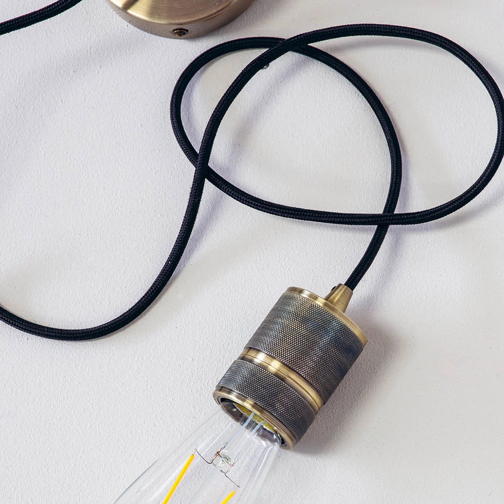 Lampada a sospensione loft ottone anticato E27 Endon