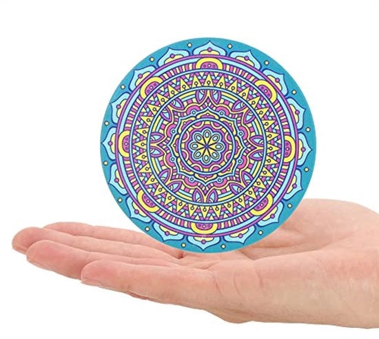 Set di 9 Sottopiedini con Supporto - Sottopiedini Ceramici con Supporto in Cuoio alla Schiena - Sottopiedini a Forma Rotonda