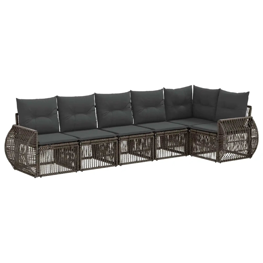 Set Divano da Giardino 6 pcs Grigio e Grigio Scuro polyrattan 3435422