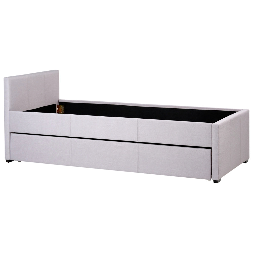 Divano Letto estraibile 90 x 200 cm Rivestimento in tessuto grigio Misura singola sottoletto per ospiti