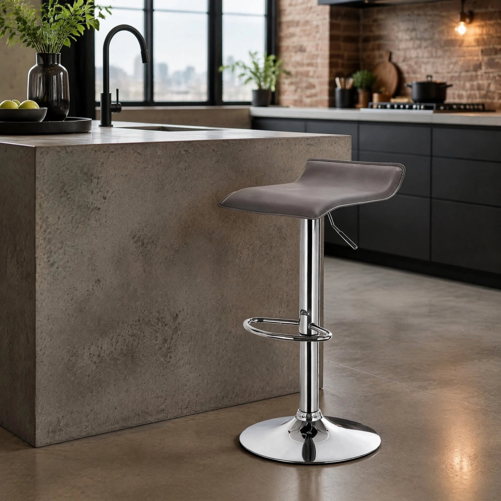 SGABELLO BAR Girevole e regolabile 62-84 cm Ecopelle Grigio