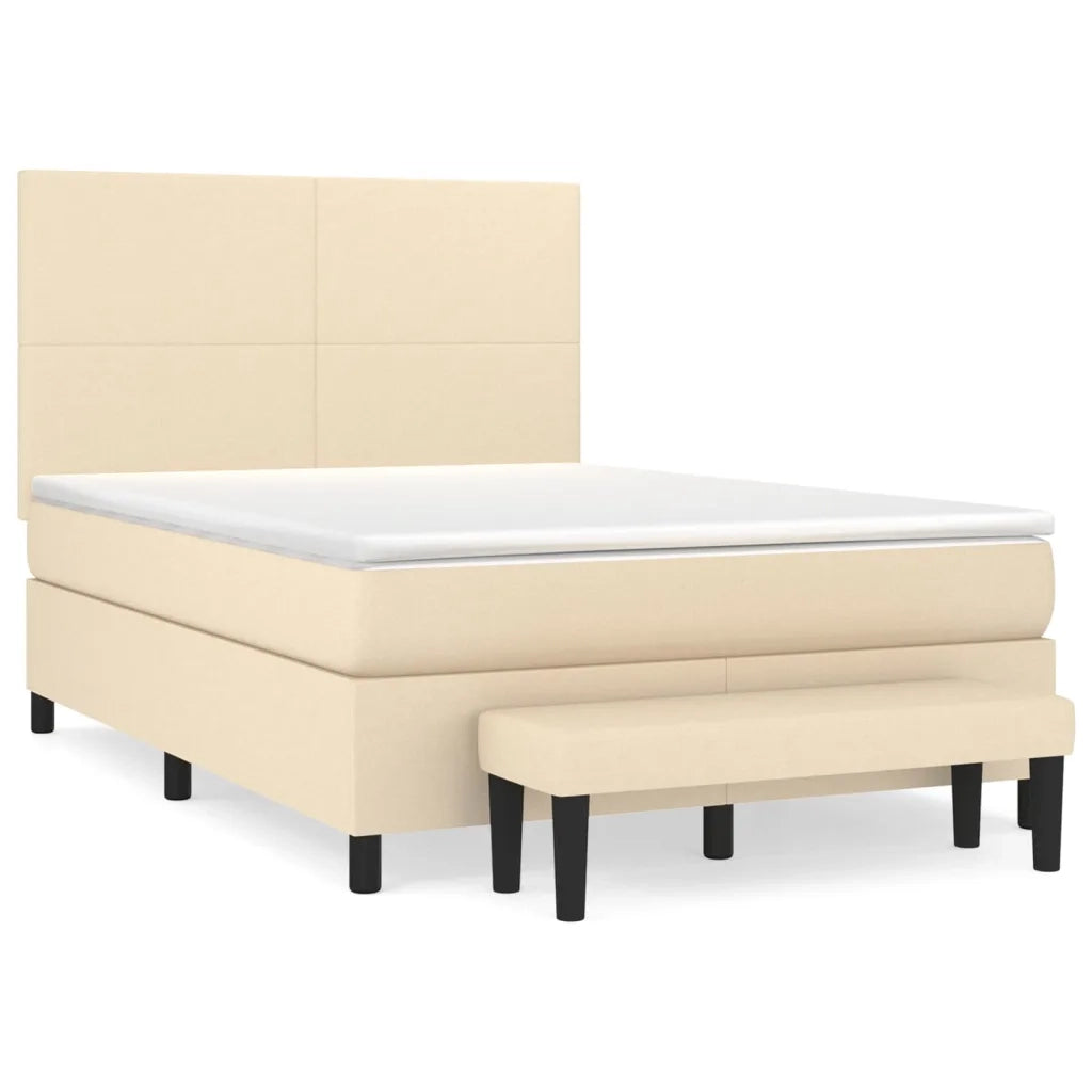 Giroletto a Molle con Materasso Crema 140x19 cm in Tessuto 3136434