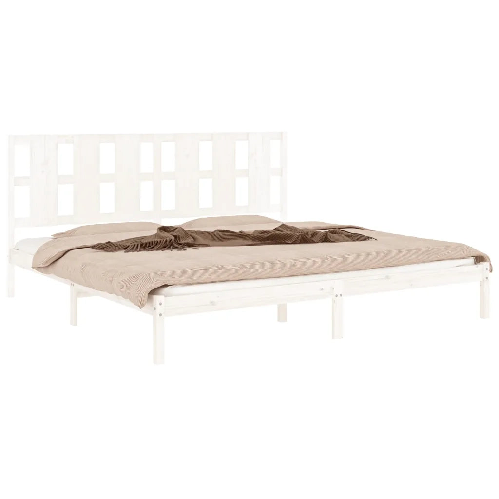Giroletto senza Materasso-Struttura Letto Bianco 200x200 cm Legno Massello Pino 881927