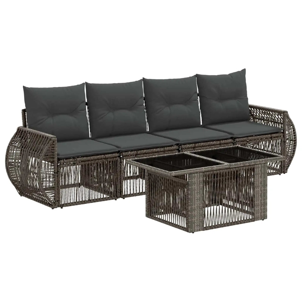 Set Divano da Giardino 5 pz Grigio e Grigio Scuro polyrattan 3436895