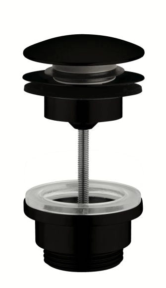 Scarico per lavabo e bidet CLIC-CLAC universale con sistema a vite in acciaio inox 304 FCR Finitura: Nero opaco