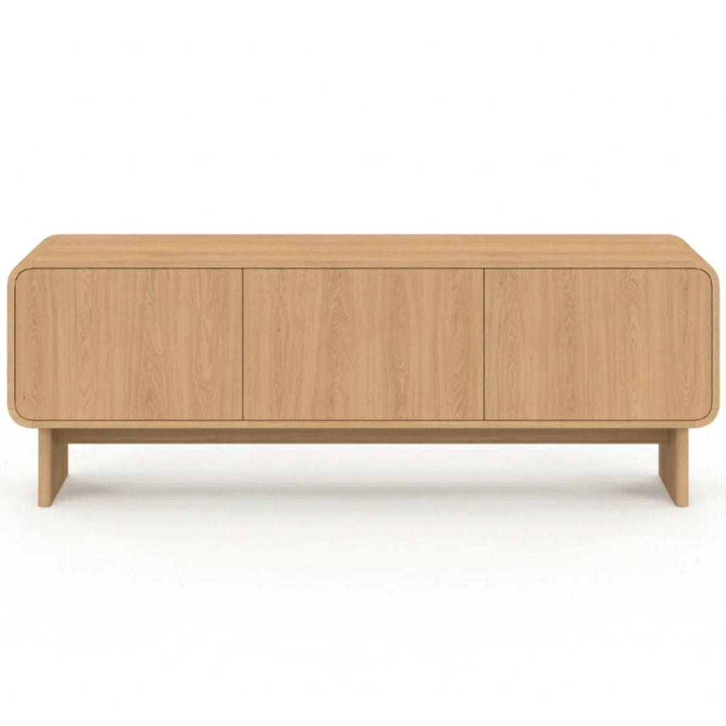 IDMarket - 140 cm CAPUCINE Mobile TV a 3 ante dal design arrotondato in faggio
