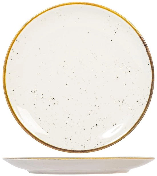 Set di piatti decorati da tavola da 6 pezzi, porcellana, beige, 28 cm