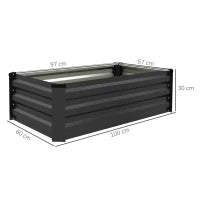 Set di 2 Letti per Orto Rialzato con Fondo Aperto in Acciaio Galvanizzato, 100x60x30cm, Grigio