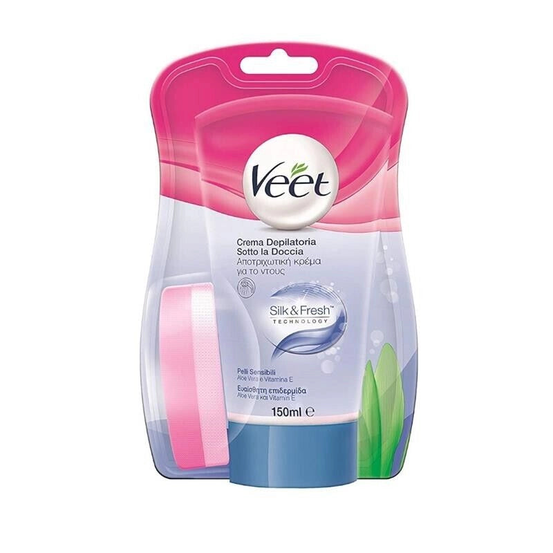 VEET CREMA DEPILATORIA SOTTO LA DOCCIA PER PELLI SENSIBILI CON SPUGNA TEMPO DI APPLICAZIONE 6 -10 MINUTI 150ML