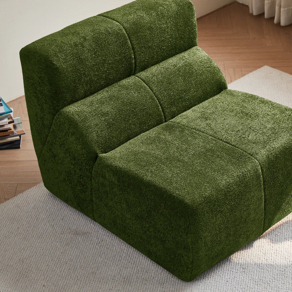 Poltrona in velluto con schiuma ad alta densità design ergonomico senza montaggio per soggiorno e ufficio verde