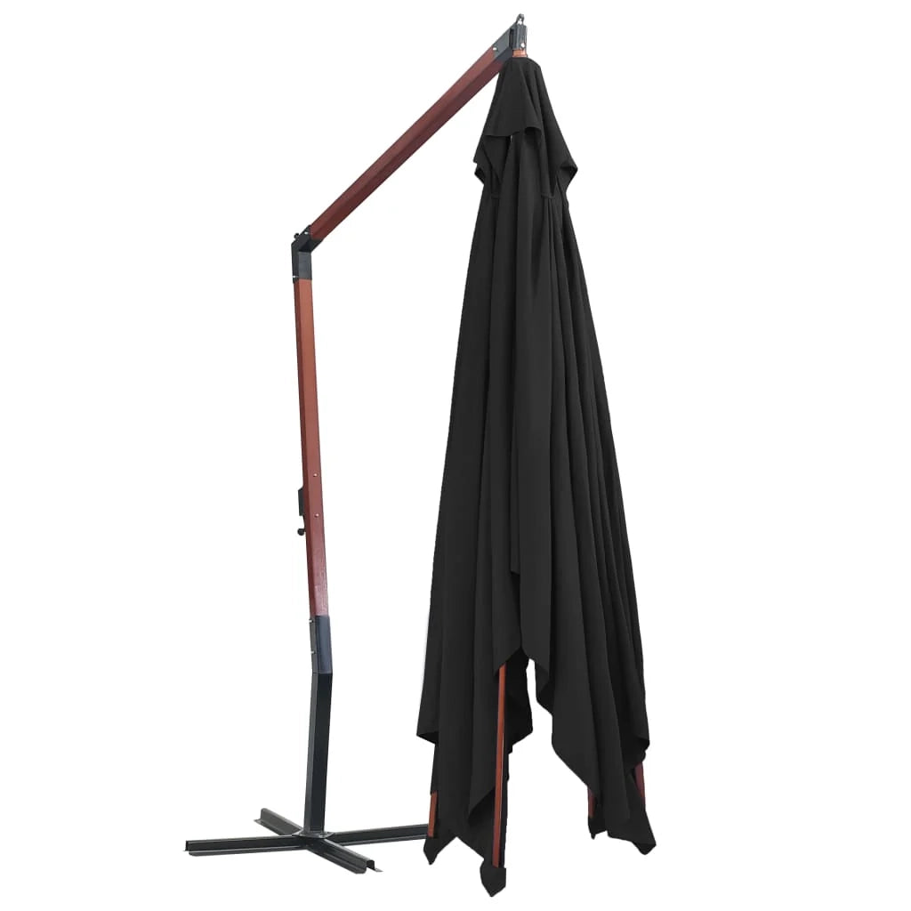 Ombrellone a sospensione con palo in legno 400 x 300 cm nero 02_0008714