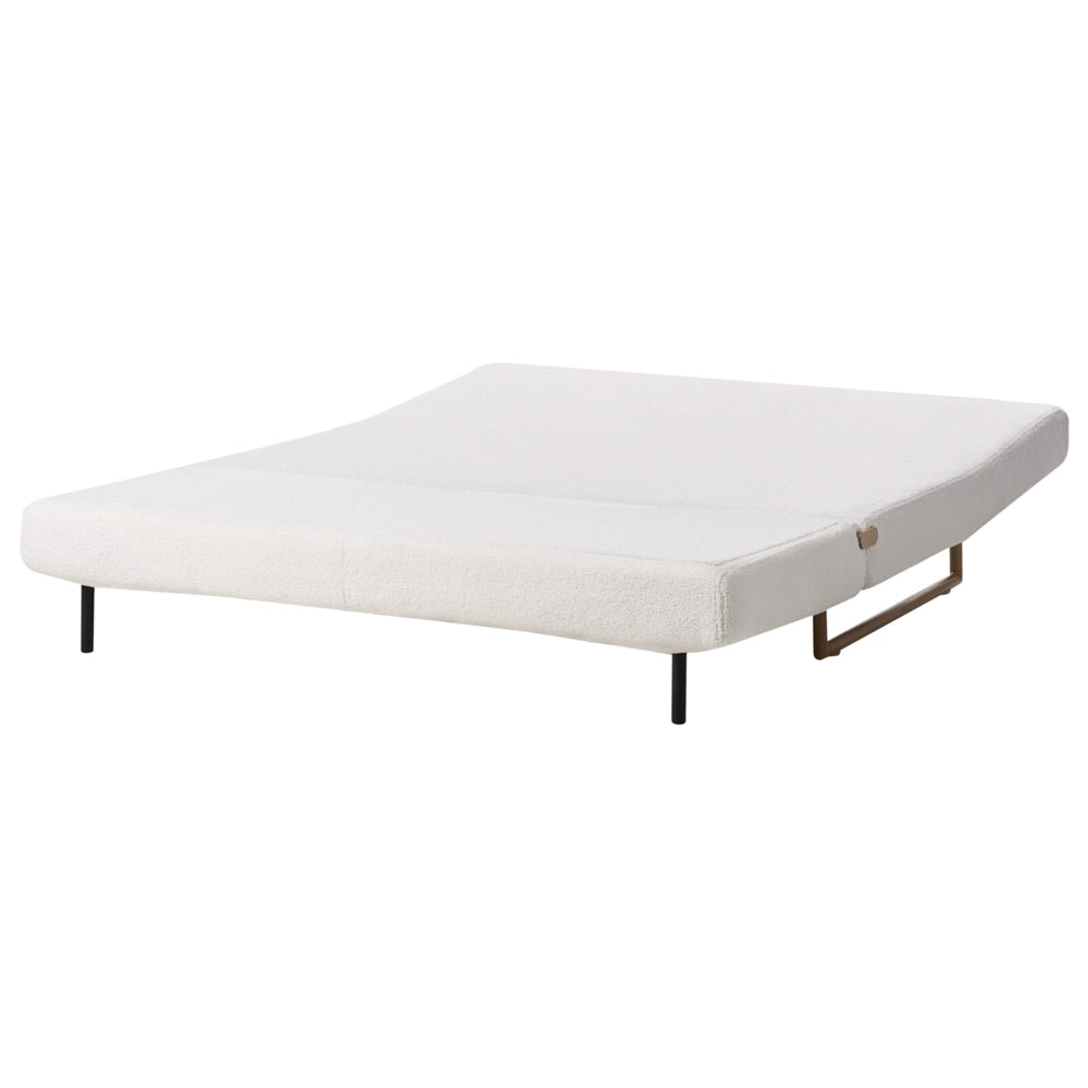 Divano letto a 3 posti Boucle bianco sporco per divano 3 persone Funzione letto pieghevole