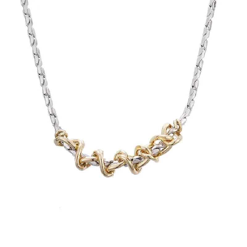 Collana vintage intrecciata in oro e argento, regalo di Natale o compleanno.