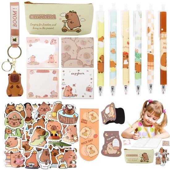Set di cartoleria per bambini Accessori scolastici Carrello di cartoleria Accessori ufficio per ragazze Pennarelli Stilografiche Clip per chiavi Cartellini Sticker Regalo Iscrizione scolastica Regalo di compleanno Ritorno a scuola
