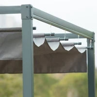 Gazebo Pergola da Giardino 3x2m con Telo Scorrevole in Metallo e Poliestere, Grigio e Nero