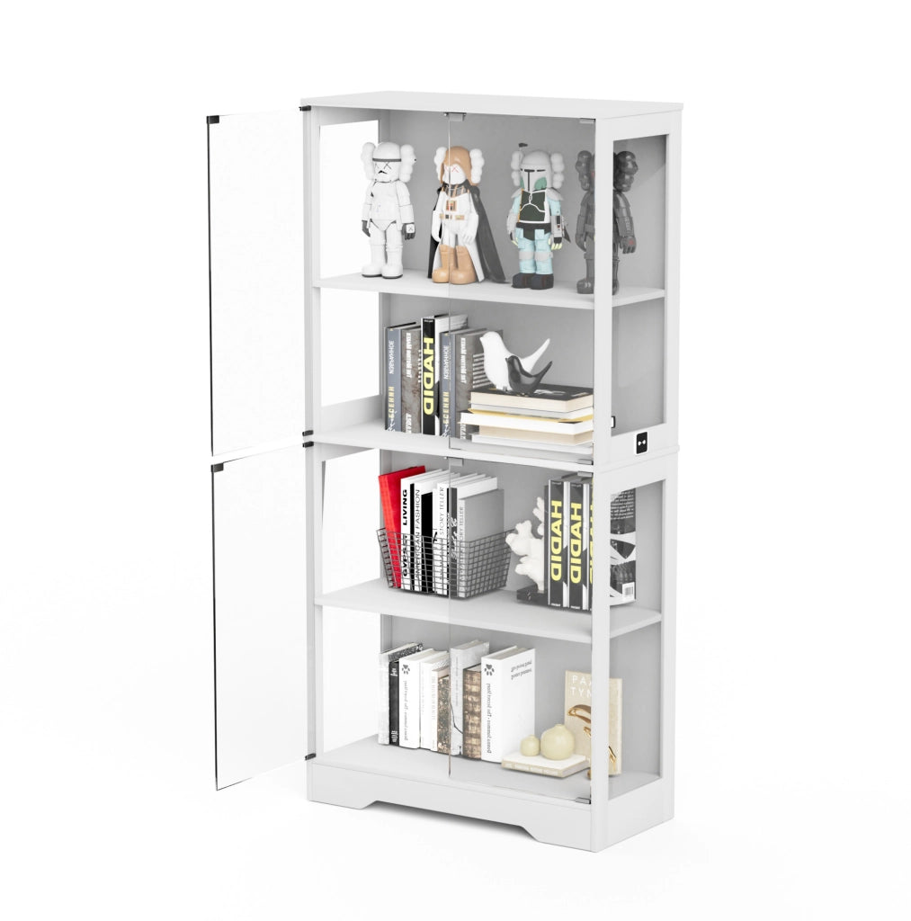 Vetrina in vetro 80x35x165 cm in vetro e MDF bianca con LED –