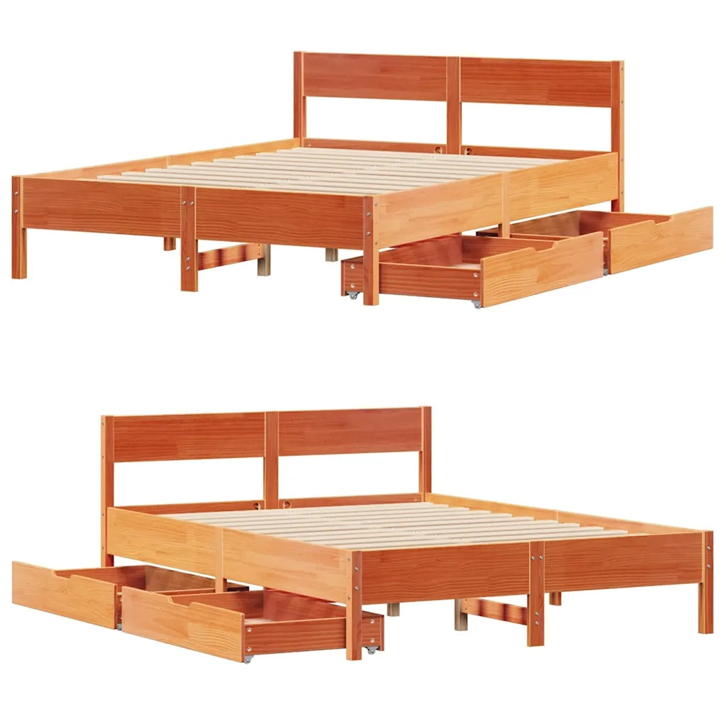 Letto senza Materasso Marrone Cera 120x200 cm in Legno di Pino