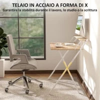 Scrivania Pieghevole con Ripiano per Monitor, 81.5x62x86.5 cm, Legno e Bianco