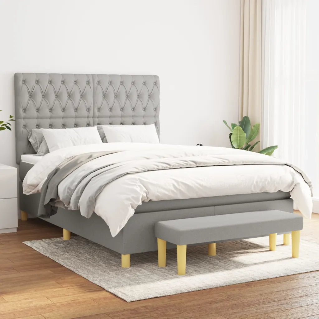 Giroletto a Molle con Materasso Grigio Chiaro 140x200cm Tessuto 3137397