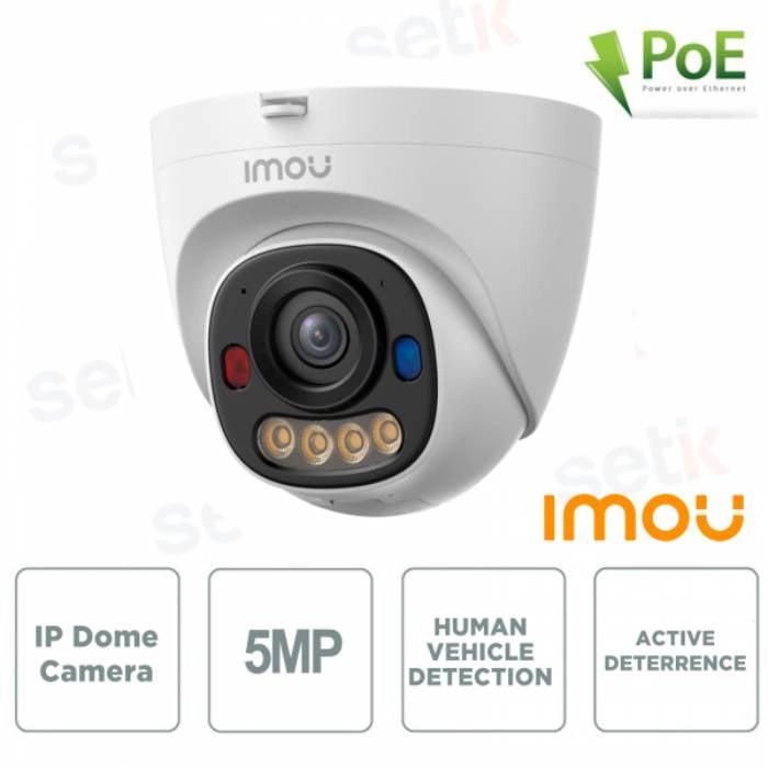 Camera poe dome 3k 5mp ip67 ai 3.6mm/ir30/h265/sd/mic allarm led - IPC-PS8D-5V0