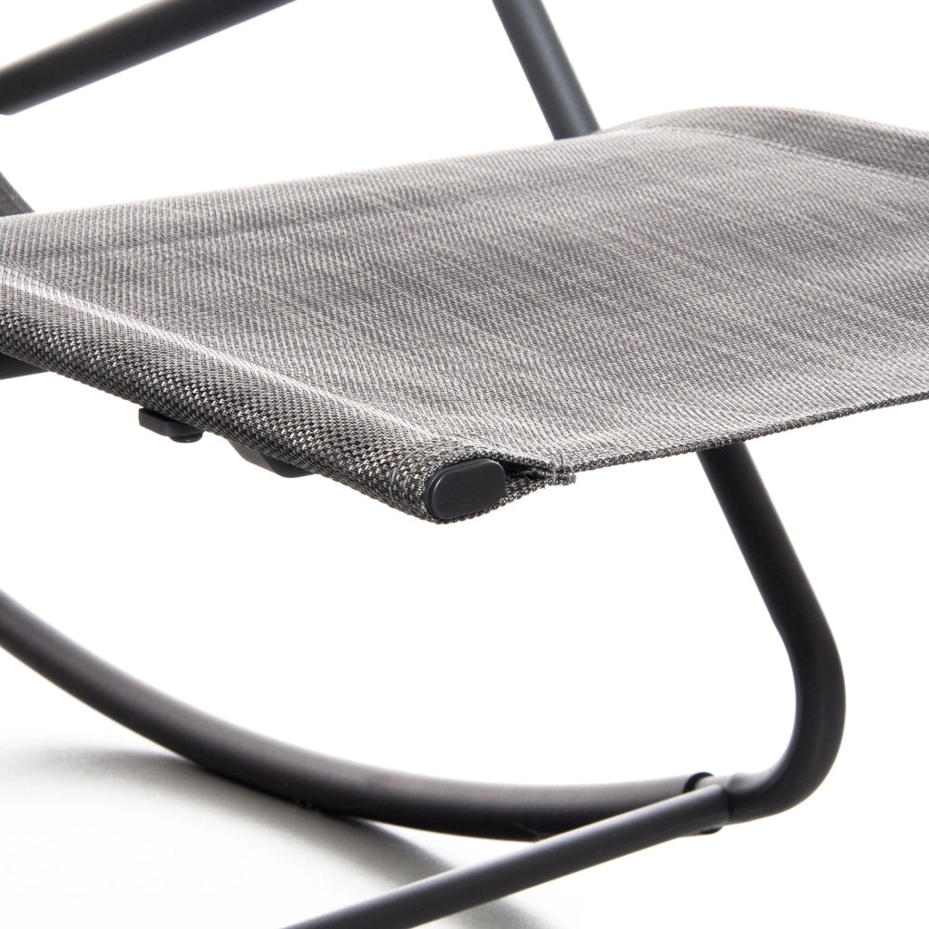 Sedia Sdraio a Dondolo da Giardino Rocking Lounge 143x57x81 cm in Textilene Grigio