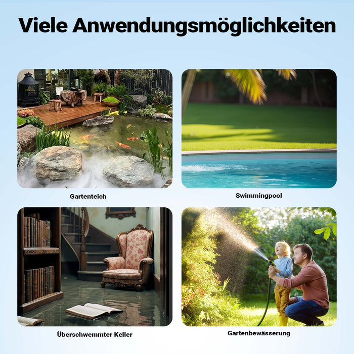 Pompa sommersa 400 W, pompa per acque reflue con portata max 6000 l/h, pompa a immersione, prevalenza max 7 m