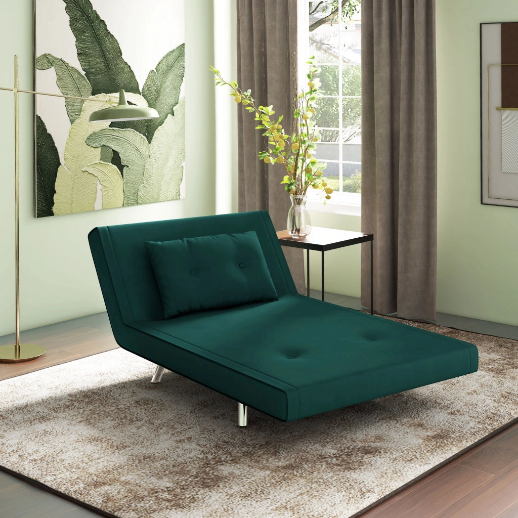 Poltrona Letto Singolo 3 in 1 ¨C zephmum ¨C Verde Scuro, Velluto, 100x88x83cm
