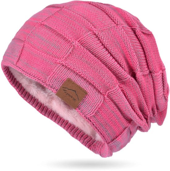 Mutone in panno gerito per donne, mutone in lana ademante per uomini, imbottitura in fleece morbida, cappello in lana a maglia aperta, mutone unisex per inverno, cappello unisex classico per autunno/inverno/primavera, colore rossastro.