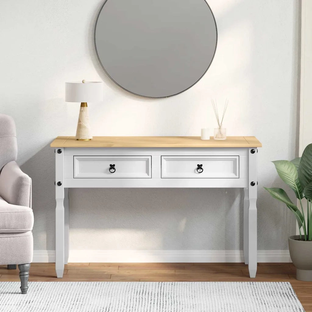 Tavolino | Tavolo laterale Corona Bianco 115 x 46 x 73 cm Pino massello