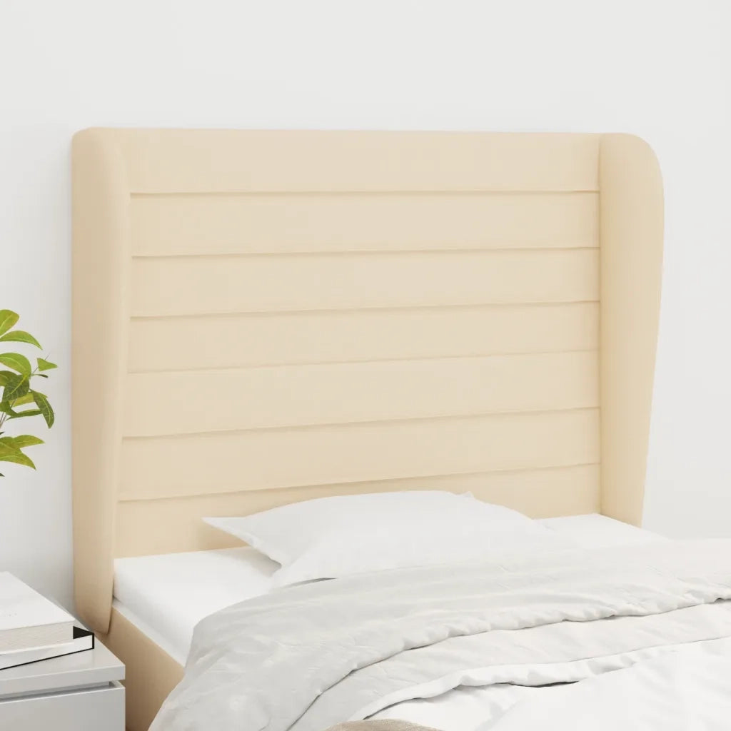 Testiera | Testata ad Orecchio Crema 103x23x118/128 cm in Tessuto