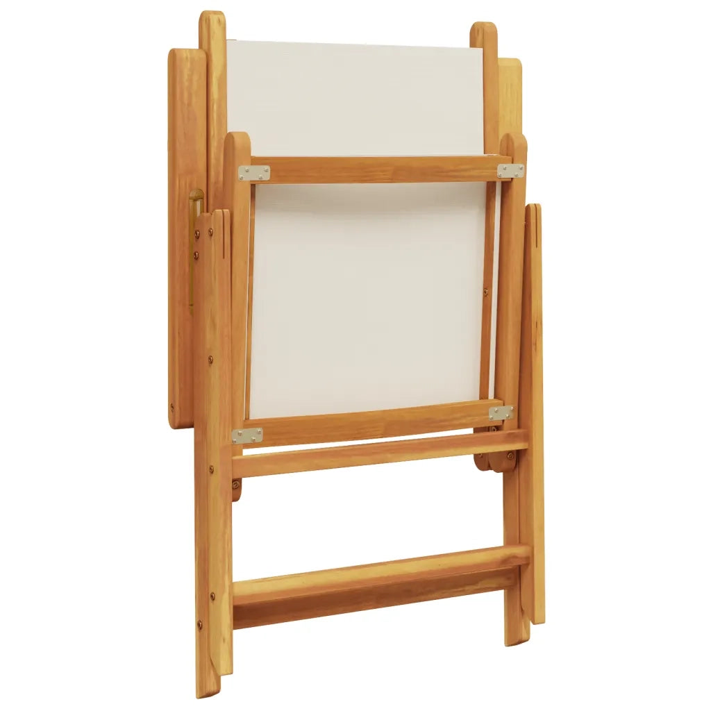 Sedie da Giardino Reclinabili 6pz Bianco Crema Tessuto e Legno 3214539