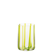 Zafferano Set 6 Tumbler Tirache in vetro colorato lavorato a mano tonalità Verde Mela, design elegante con linee a rilievo per tavole raffinate