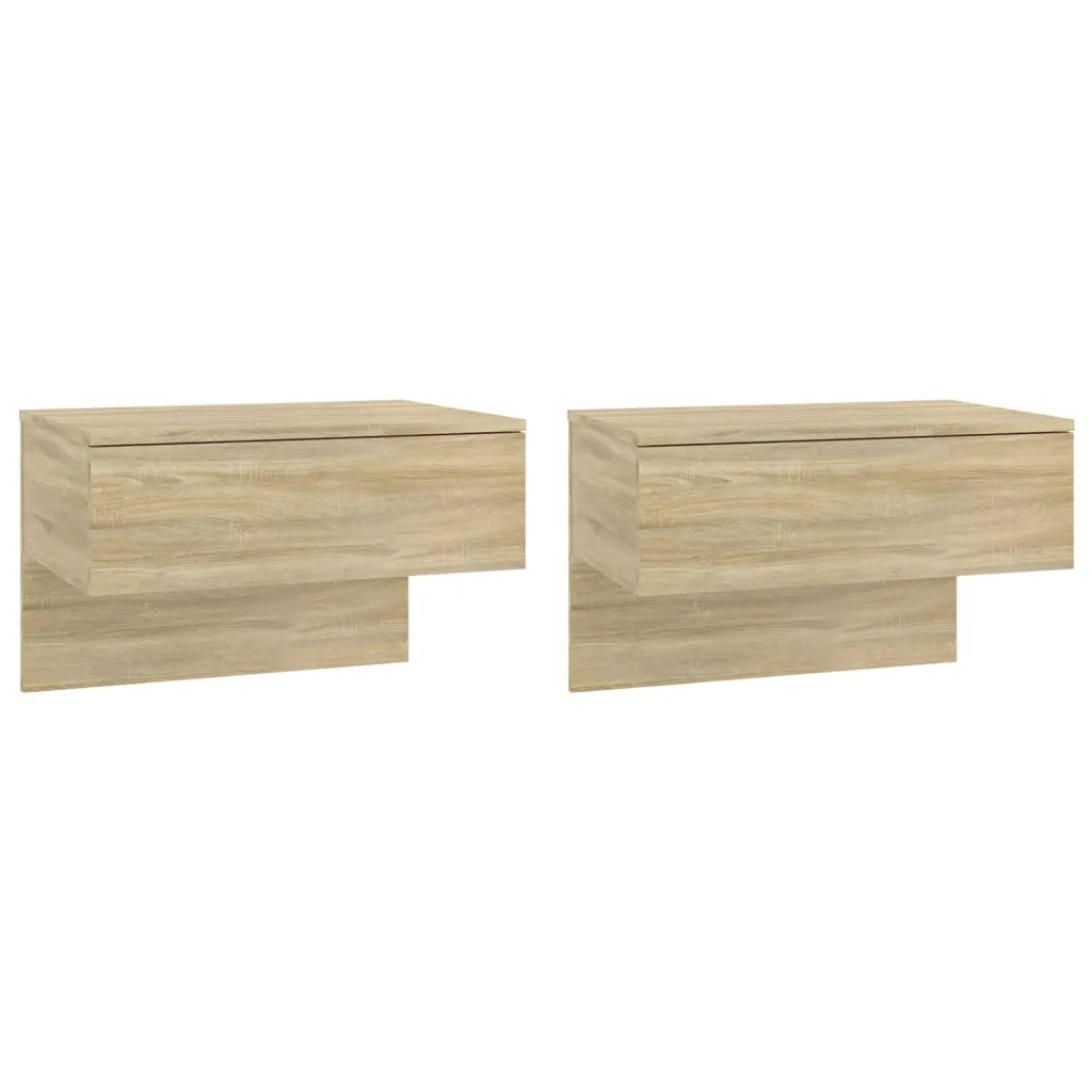 Set di 2 Comodini | Armadio da Notte | Mobiletto da notte a Muro Rovere Sonoma