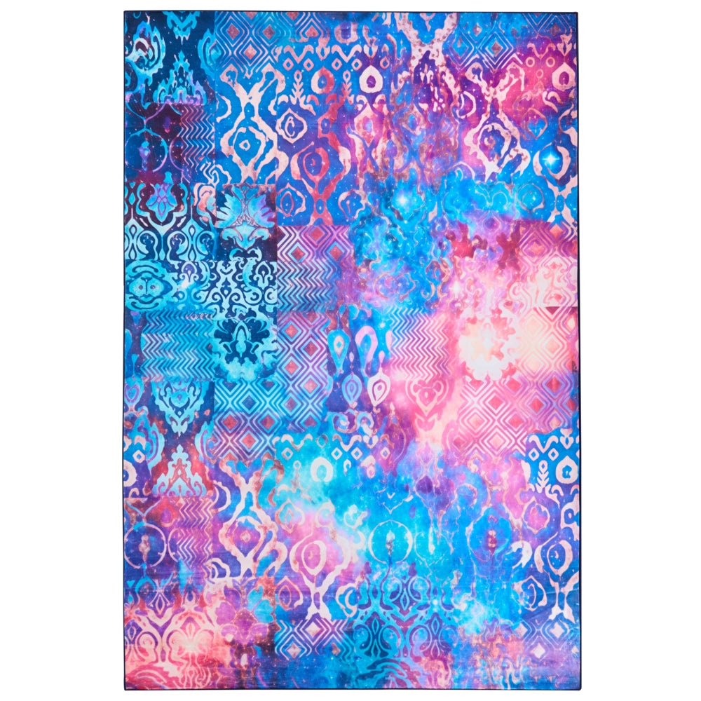 Tappeto multicolore in poliestere 200 x 300cm tessuto a trama piatta stile orientale boho con vivaci motivi stampati