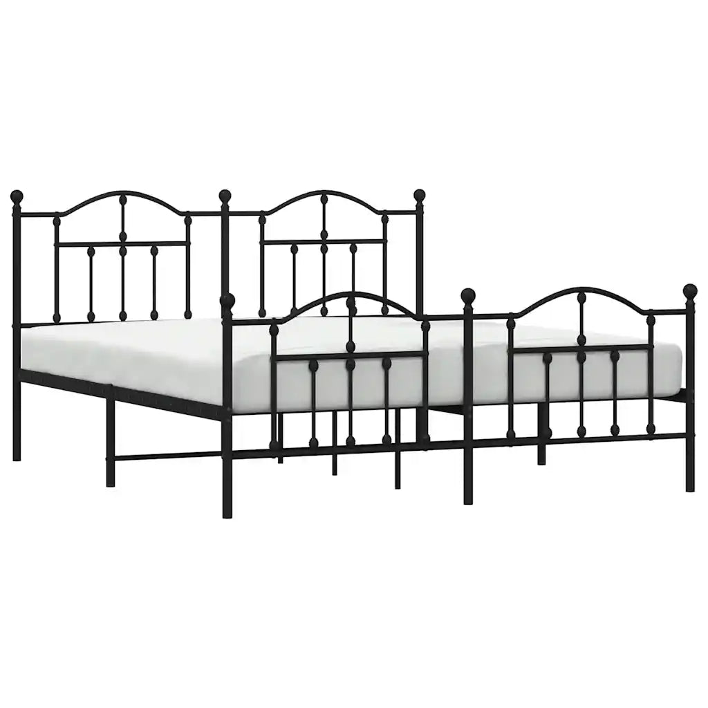 Letto matrimoniale | Letto per adulti | Giroletto con Testiera e Pediera Metallo Nero 183x213 cm