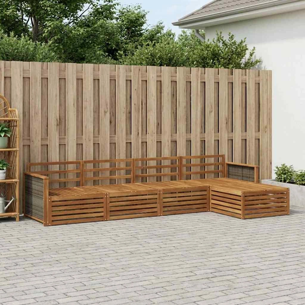 Set di divani da esterno 5 pz Naturale Legno di Acacia Massello 3383227